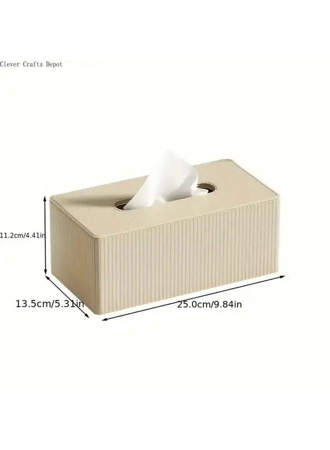 Luxury Leather Tissue Box Black Striped Design For Home And Office 9.84x5.31x4.41 Inches - Image 3